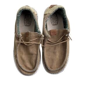 Hey Dude Wally Youth Washed Canvas Slip On Shoe Walnut 1